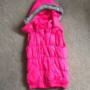 Hot pink Vanity vest with detachable hood